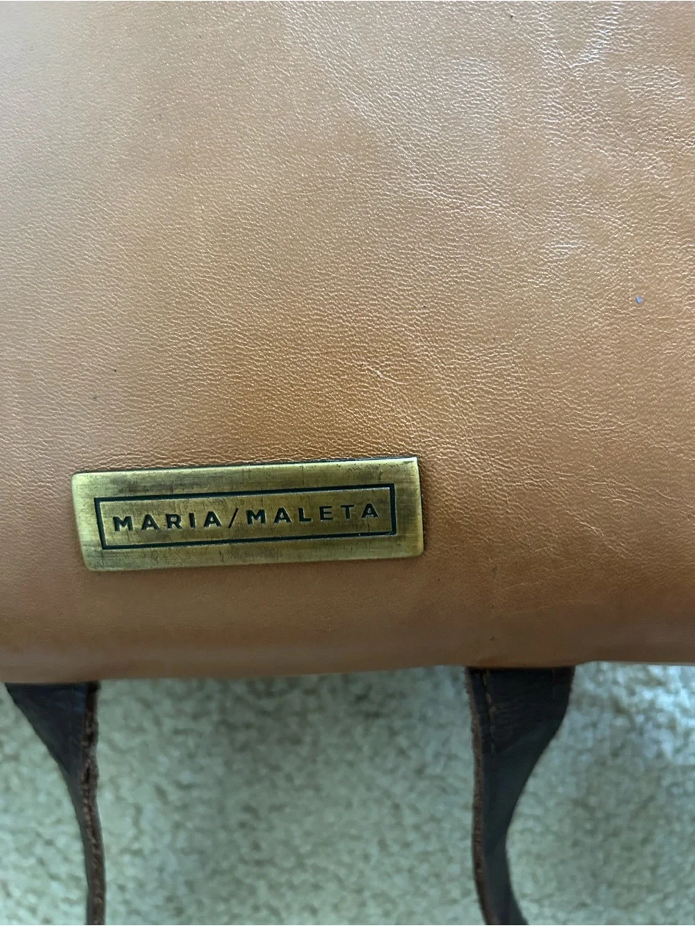 Classic Cognac Leather Backpack with Brown Straps